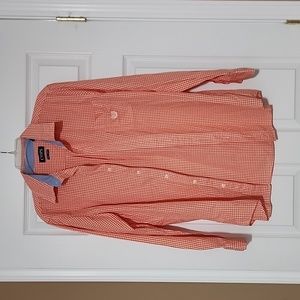 Men orange and white dress shirt new